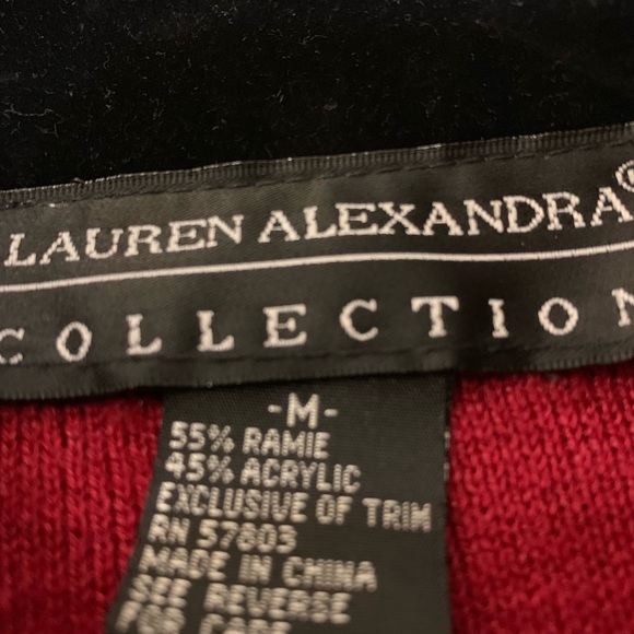 Red button down cardigan with velvet M EUC - Picture 5 of 5